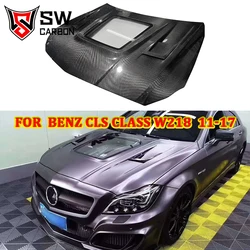 Carbon Fiber Transparent Glass Hood for Mercedes-Benz CLS-Class W218 CLS63 AMG 2011-2017 Front Engine Valve Cover Hood Auto Part