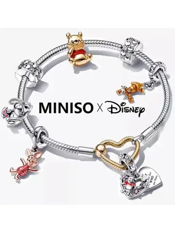 Miniso Disney 925 Sterling Silver Winnie the Pooh Tigger Charms S925 Beads Fit Original Bracelet DIY Jewelry For Kids Women