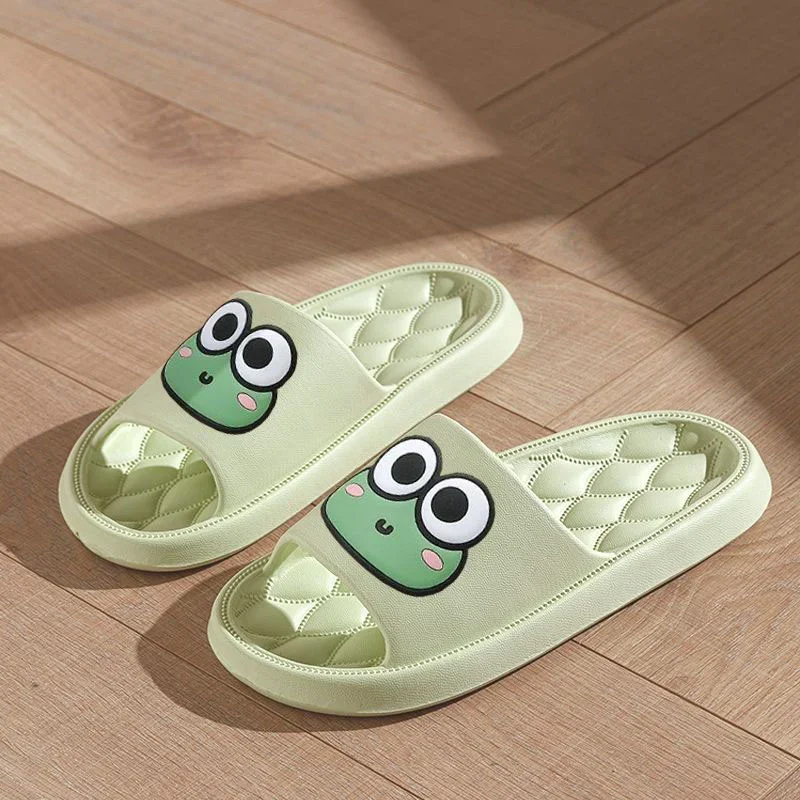 Cute Cartoon Summer Beach Slides Bathroom Anti Slip Slipper Non-slip Home Flip Flops Cartoon Frog Soft Sandals