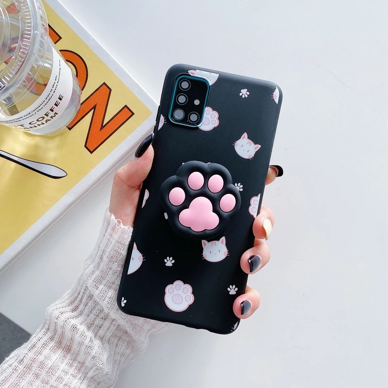3D Cute Cartoon Phone Holder Case For Samsung Galaxy A32 A52 A72 A53 A73 A33 4G 5G A52s Cute Silicone Avocado Stand Grip Cover