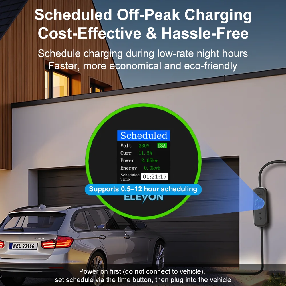 Cargador Portátil para Vehículos Eléctricos ELEVON de 3.5kW, Enchufe NACS de 16A, Monofásico, para Tesla 3/Y/S/X, Estación de Carga para Vehículos Eléctricos