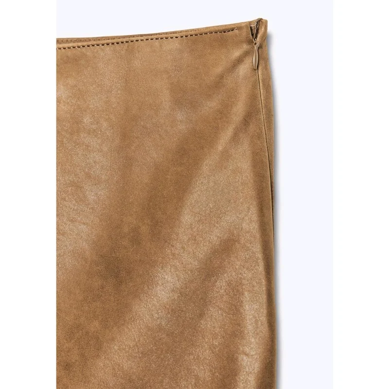 Herfst nieuwe collectie asymmetrische midi-rok dames PU-leer anti-leer boting f rok casual sle stand fit