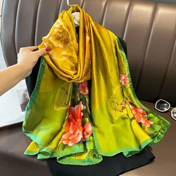 Popular 180X90CM Model Silk Scarf Summer Women Sunscreen Scarves Couple Style 2023 Design Shawls Luxury Fashion For Gift Bandana