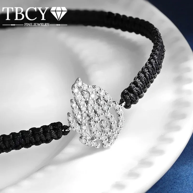 

Браслеты TBCYD Flame Full Moissanite с плетеным шнуром для женщин и мужчин, регулируемая цепочка из серебра 925 пробы с огненным дизайном, подарок с сертификатом GIA