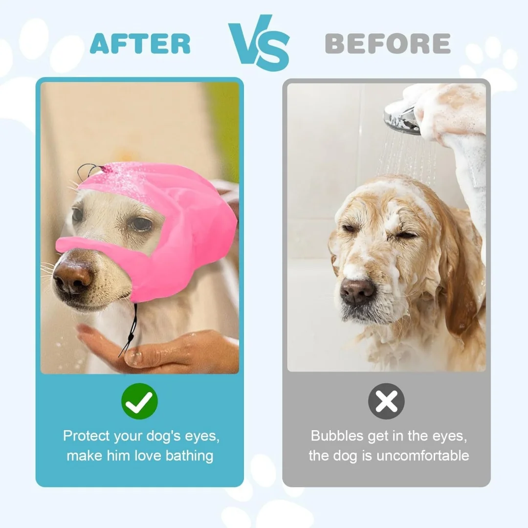 Waterproof Pet Grooming Cap Puppy Small Pets Bath Protector Waterproof Pet Bath Cap with Adjustable Ear for Puppy