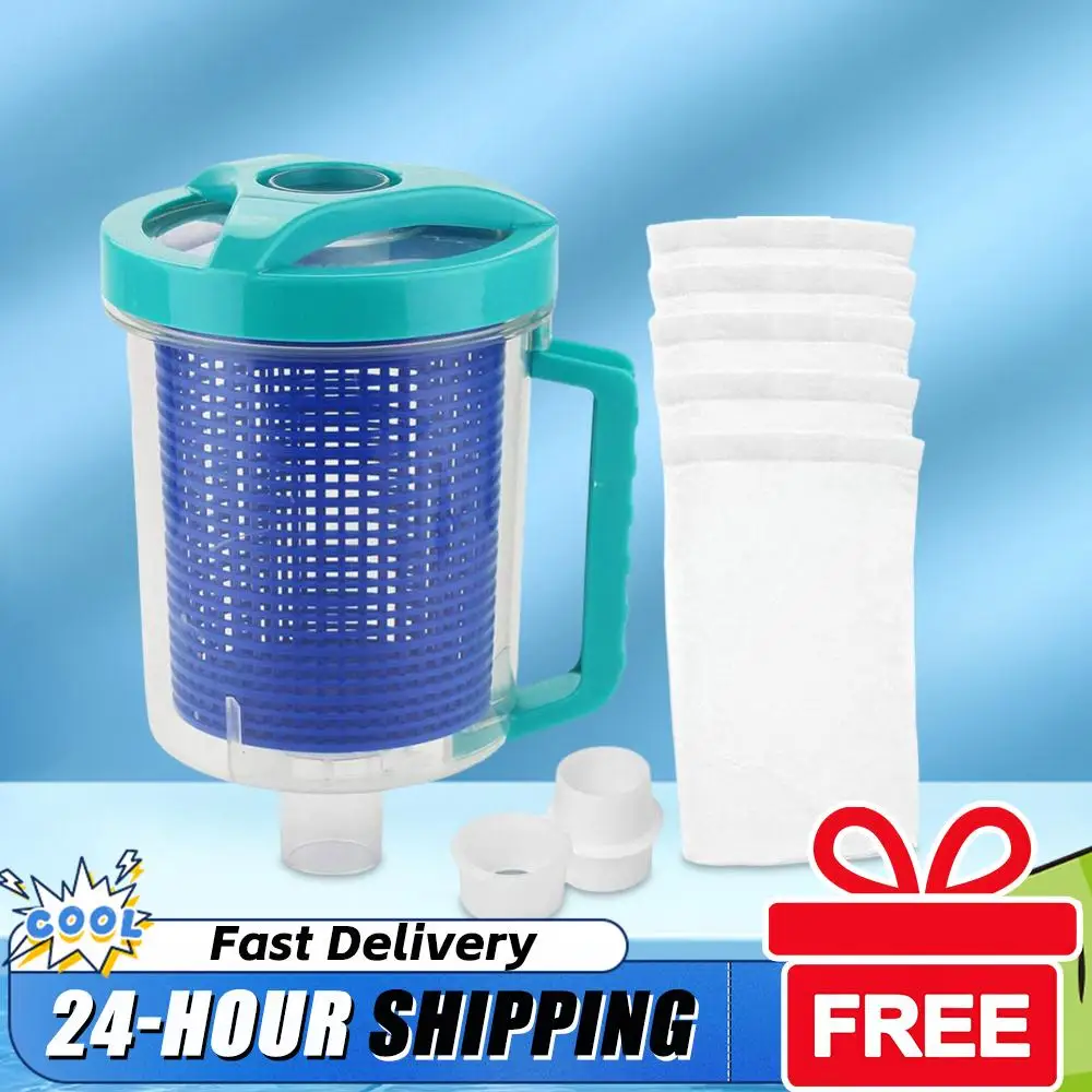 

Inline Pool Leaf Canister Pool Vacuum Filter with 5 Skimmer Socks Pool Leaf Collector Swimming Pool Accessories