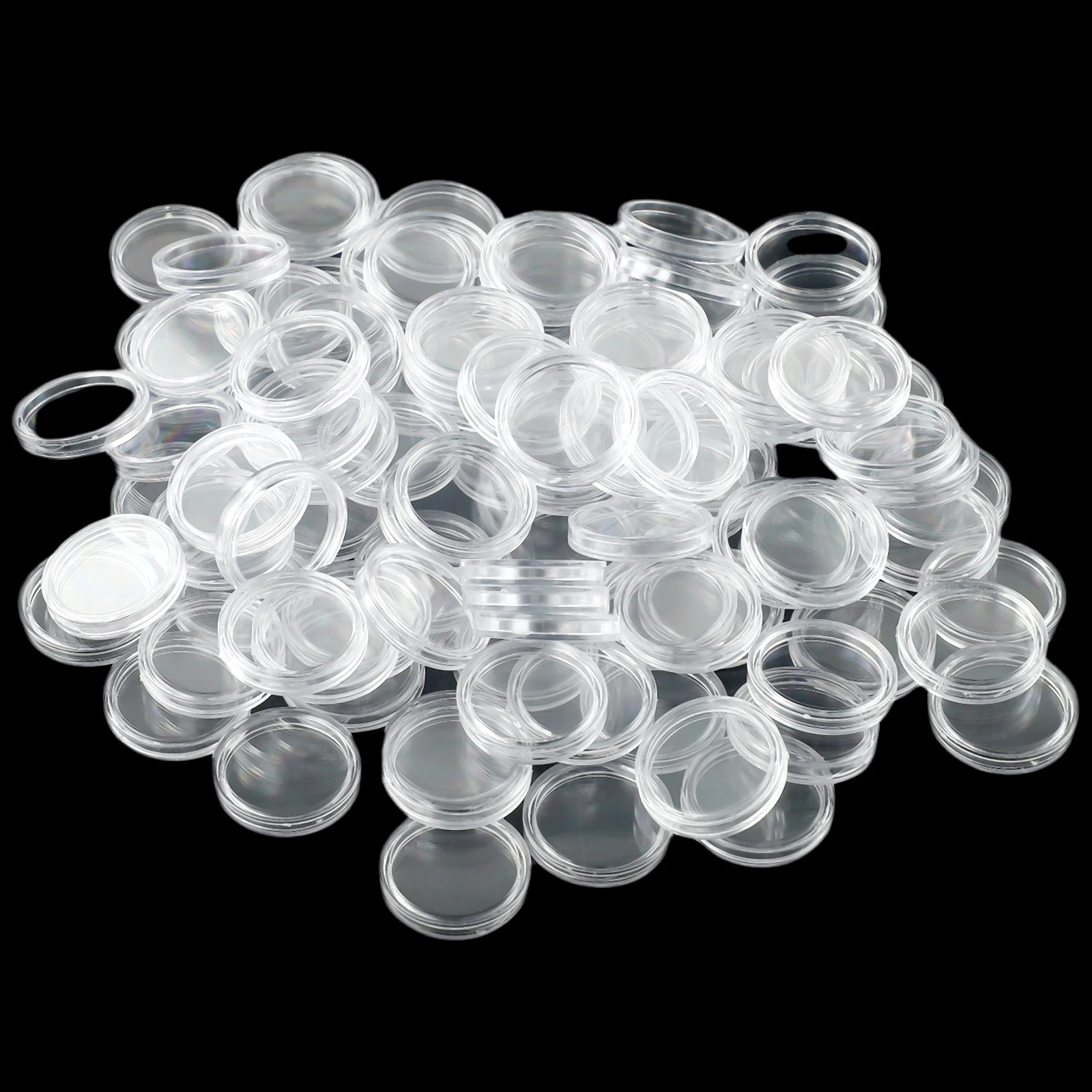 100pcs Clear 21mm Coin Holder Units Designed for Coin Display and Protection with Consistent Circular Geometry and