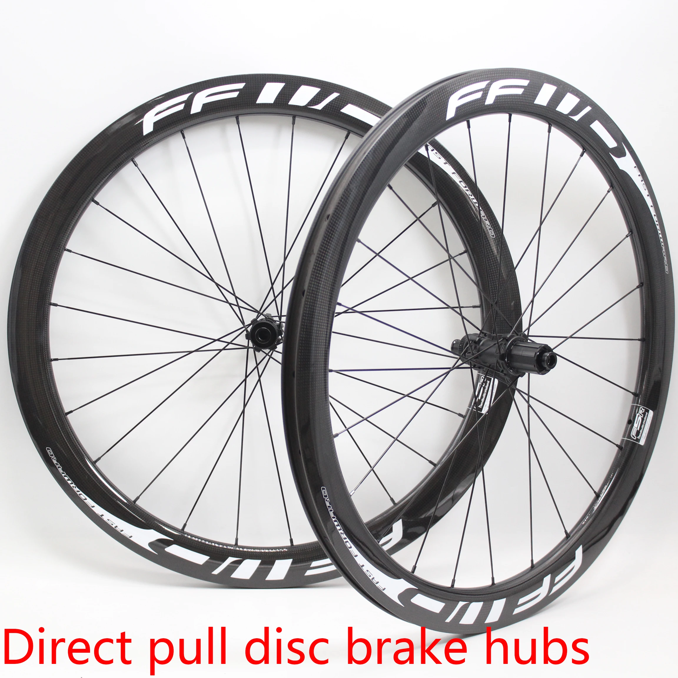New 700C Road Bike 3K Full Carbon Fibre Thru Axle Center Lock Disc brake Bicycle Wheelset Carbon Tubular Clincher Tubeless Rims