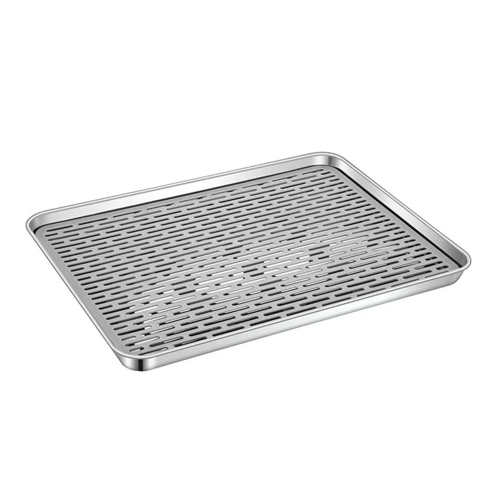 

1 set 1 Set Stainless Steel Tray Double-Layer Rectangular Draining Tray For Tea Cup Teapot Home Tea Ware Serving Plate Hotel