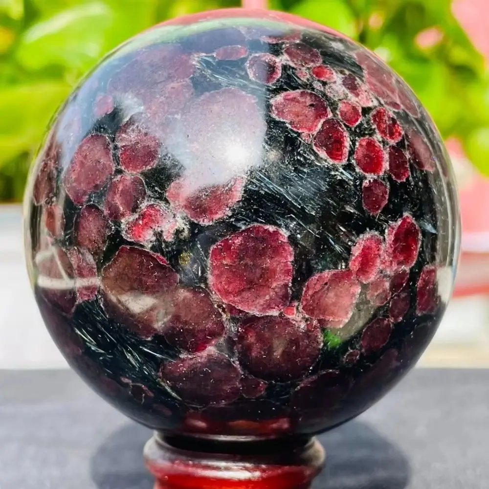 High Quality Bohemian Style Garnet Astrophyllite Sphere Natural Crystal Healing Stone for Unique Home Decor and Holiday Gift