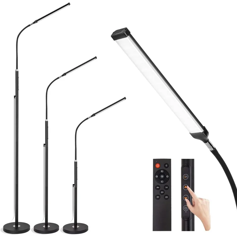 

LED Floor Lamp with Remote Touch Control,Dimmable 15W Pole Lamps for Living Room,70'' Adjustable Height Standing Reading Light