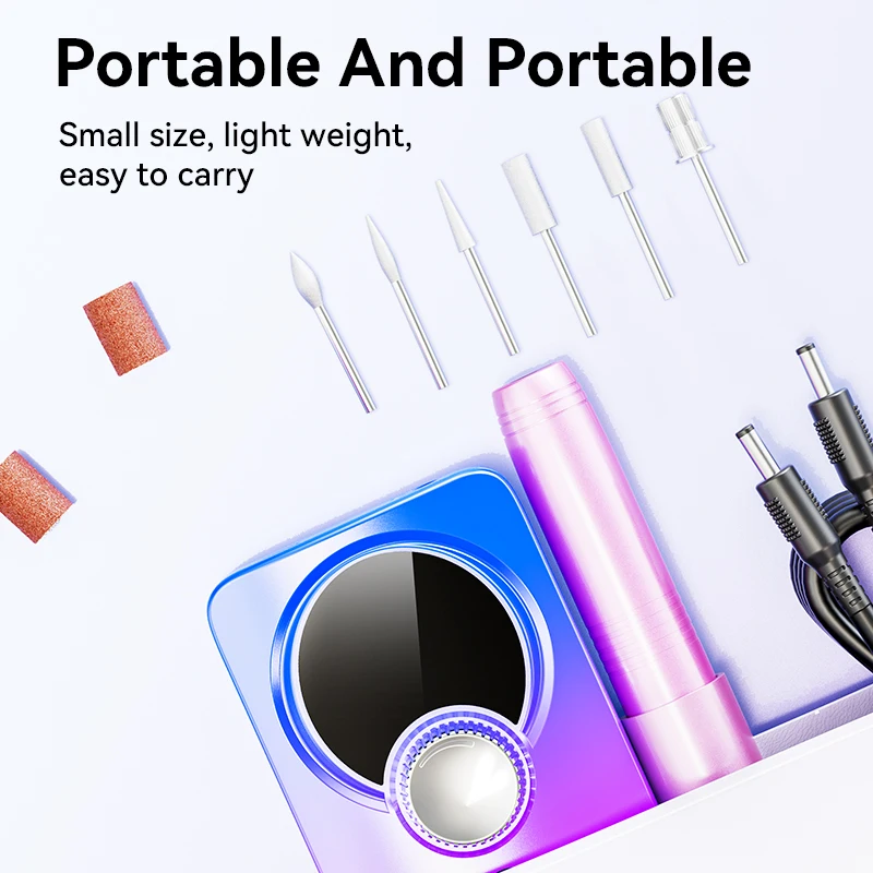 Electric Nail Drill Machine With USB Connect Rechargeable Nail Polish Remover Drill Set Manicure Sander Low Noise File Manicure