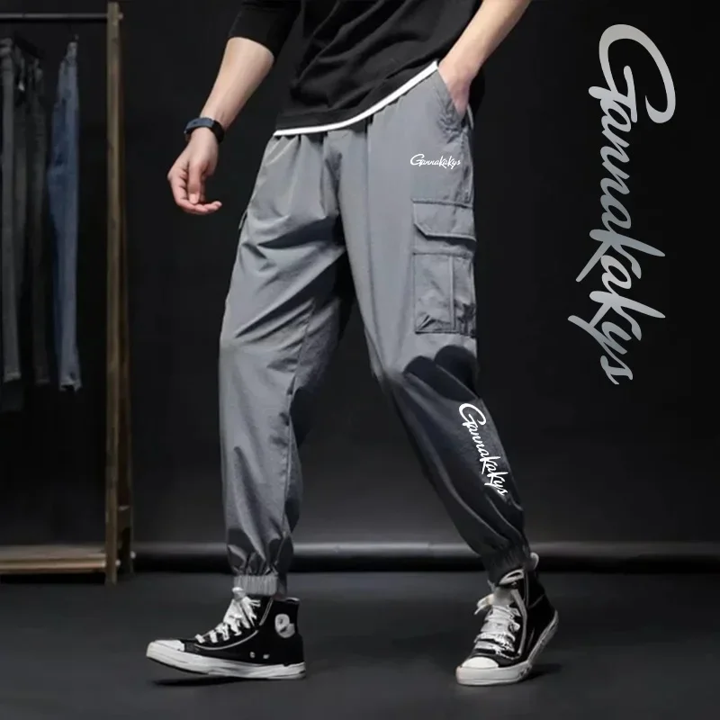 Pantalon de pêche à sangle respirante pour hommes, vêtements de travail de sports de plein air, entraînement d'auto-jogging, mode d'été, nouveau, 2024