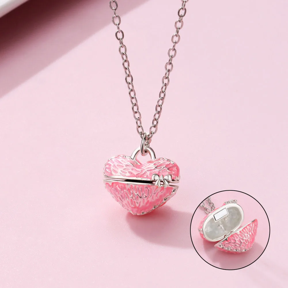 A Girl 1Pcs Heart-shaped Can Be Open Pendant Necklace for Girl Fashion Birthday Gift