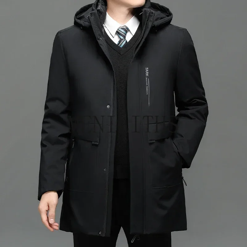 

Hooded Men's Parker Men's Long Plush Thickened Parkas 2 Pieces Winter Jacket Coat Winter Warm Thick Zipper Coat Padded Overcoat