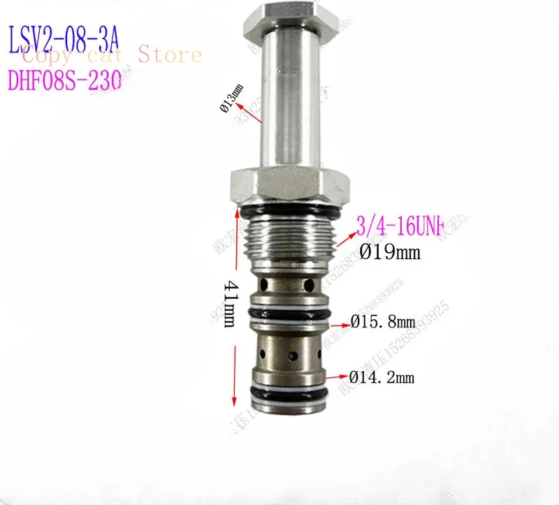 Hydraulic Solenoid Valve Two Position Three-way Directional Solenoid  LSV2-08-3 Slide Type 3A/3B/3C Directional Valve