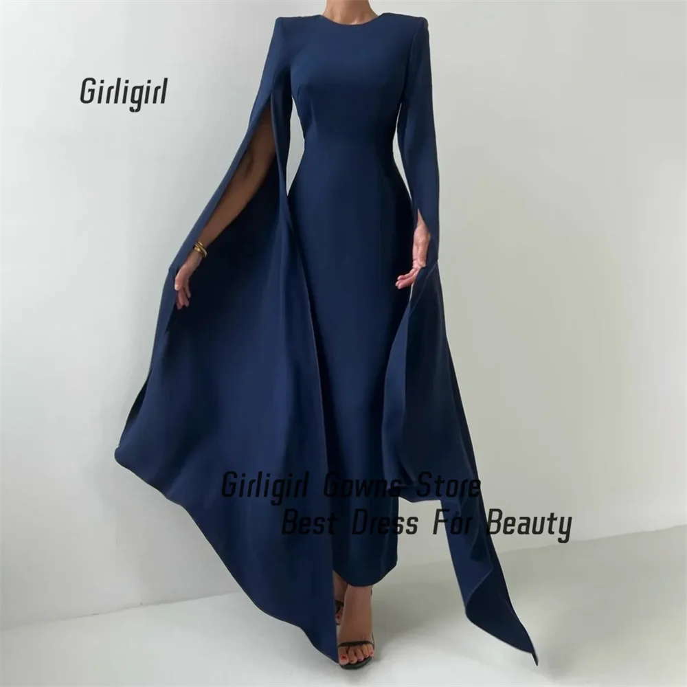 Sexy High-neck Long Sleeves Mermaid Prom Dresses With Back Slit Corset Ankle-Length Evening Gowns for Women فساتين سهرة 2024