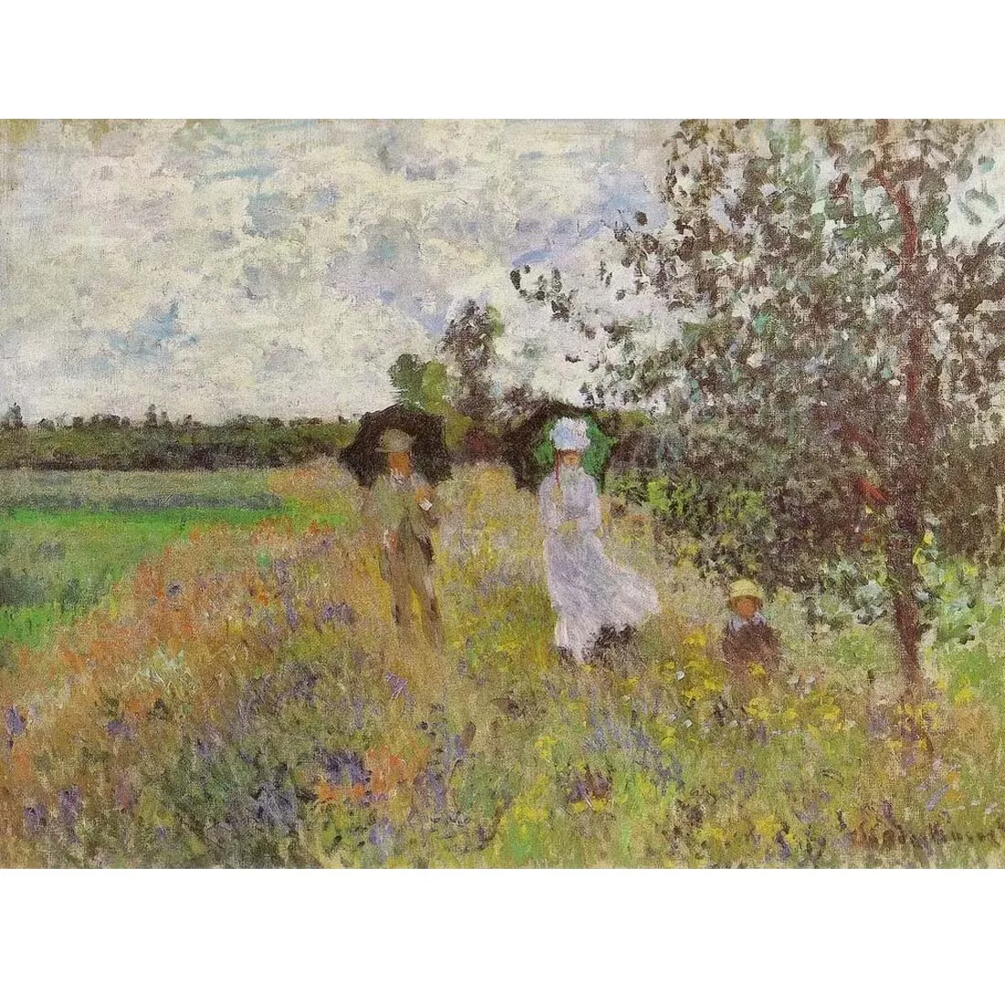 

Hand painted high quality reproduction of Promenade near Argenteuil by Claude Monet Landscape oil painting for living room