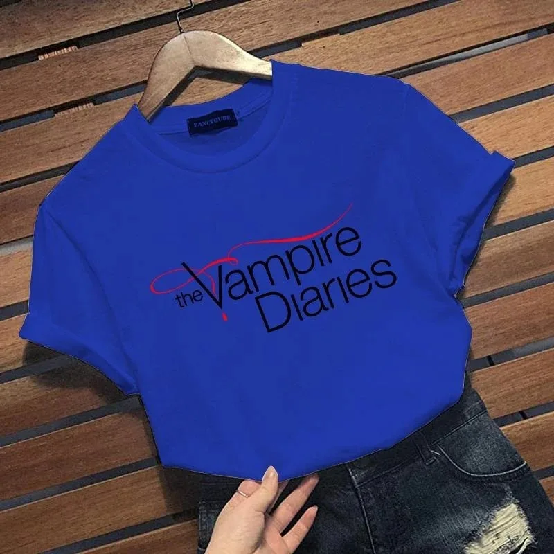 New The Vampire Diaries Graphic Print T-shirt Men\'s and Women\'s Personalized Creative Round Neck Short Sleeve Shirt