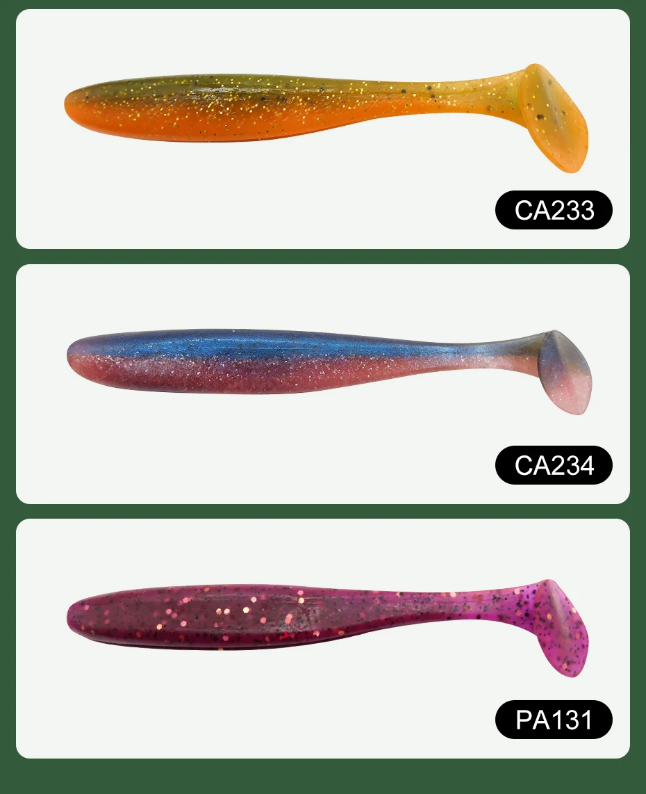 ESFISHING Angelköder ES Easy Shiner 100mm 6 Stück T-Tail Shad Plastikköder Pesca für Hecht Barsch Zander – Detail 11