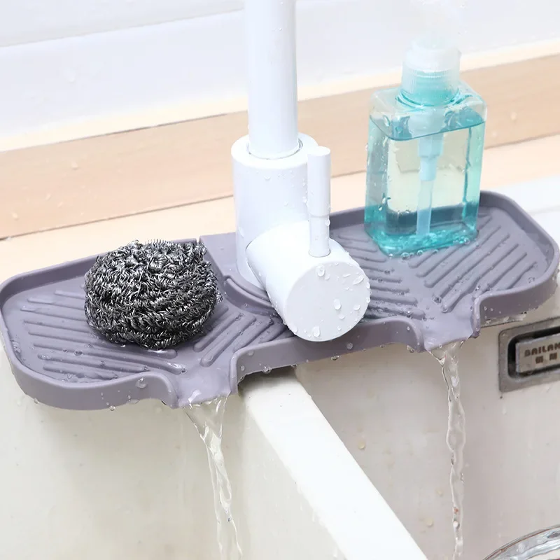 New Silicone Drain Pad Soap Box Drainage Rack Cleaning Brush Storage Holder Kitchen Sponge Holder Bathroom Faucet Accessories