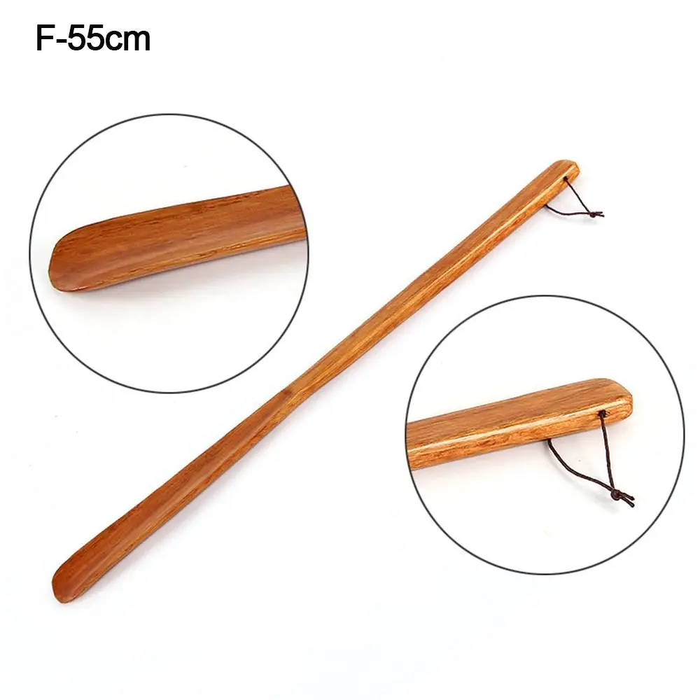 Hanging Shoe Horn Extra Long Handle Easy on Off Shoehorn Lifter Easy Remover Wooden Seniors Put on Shoes Tools