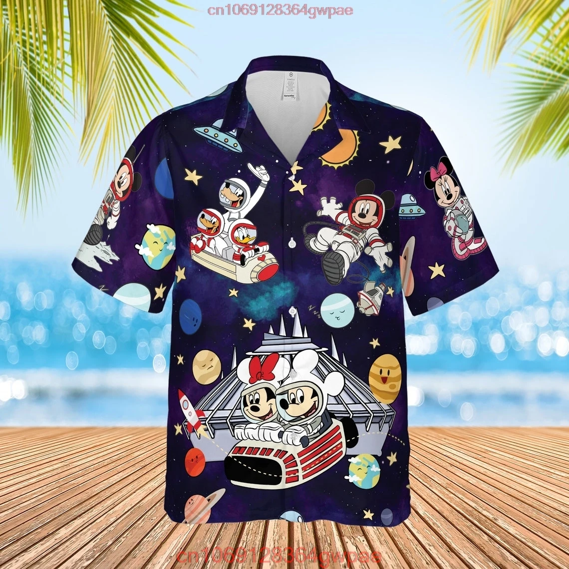 Disney Mickey and Friends Space Mountain Vintage Hawaiian Shirt Retro Disneyland Astronaut Hawaiian Set Disney Button Down Shirt