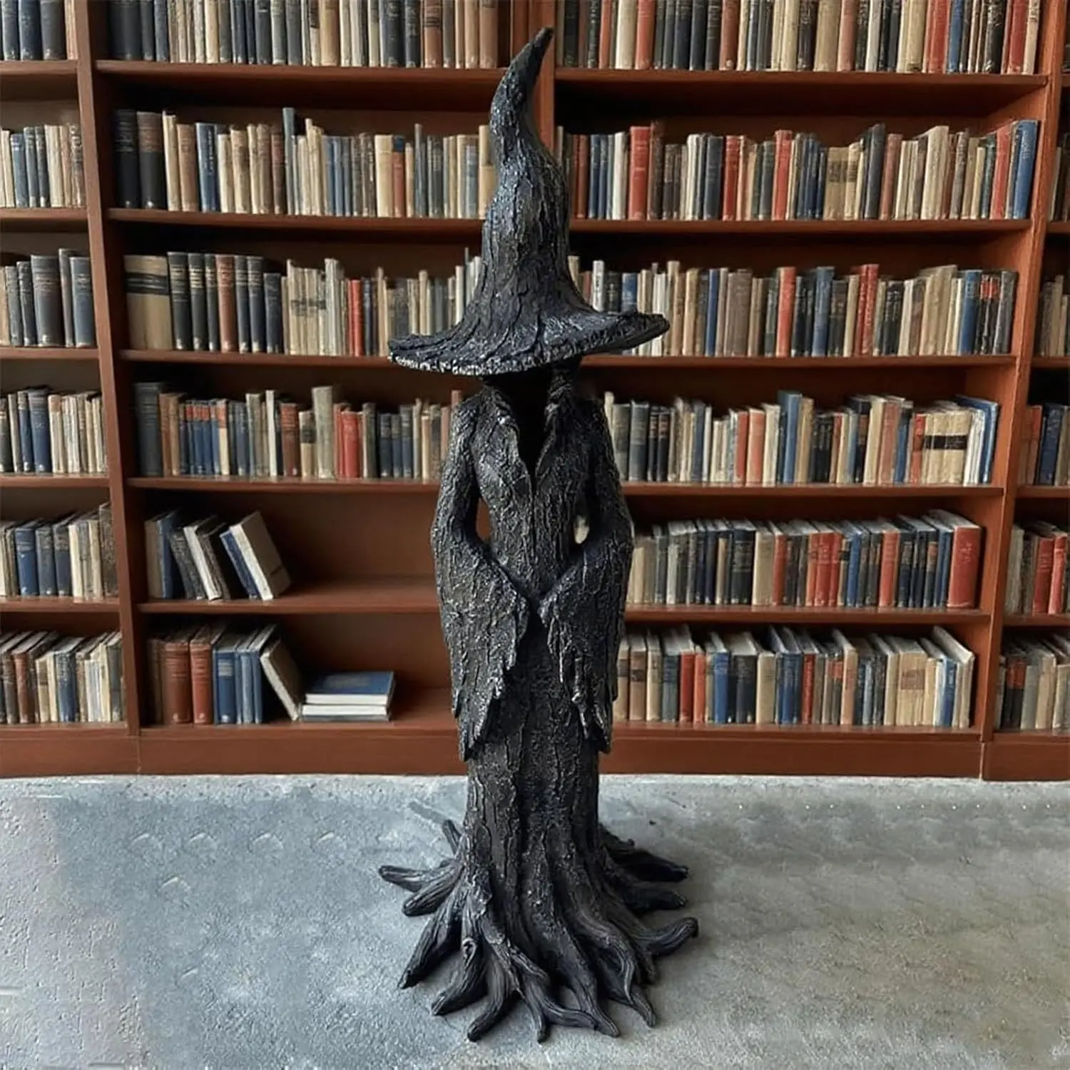 1pcs Cracker Barrel Witch Statue Gothic Resin Figurine Retro Magician Decor, Dark Fantasy Ornament, Festival Collectible