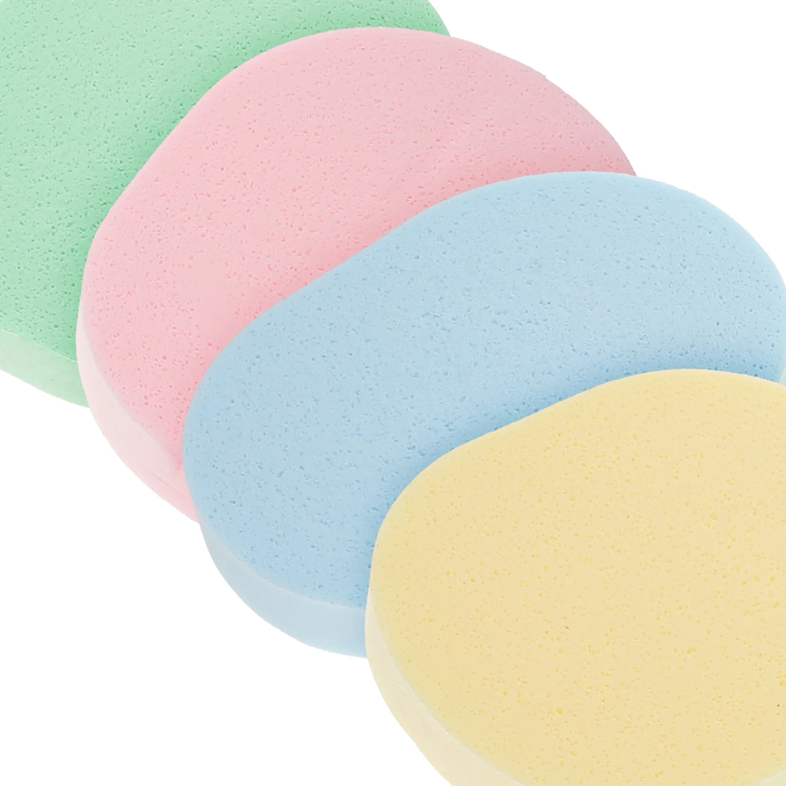 4 Pcs Tub Scrubber Facial Cleanser Sponge Oval Cleaning Makeup Remover Wipes Exfoliating Sponges for Washing Face