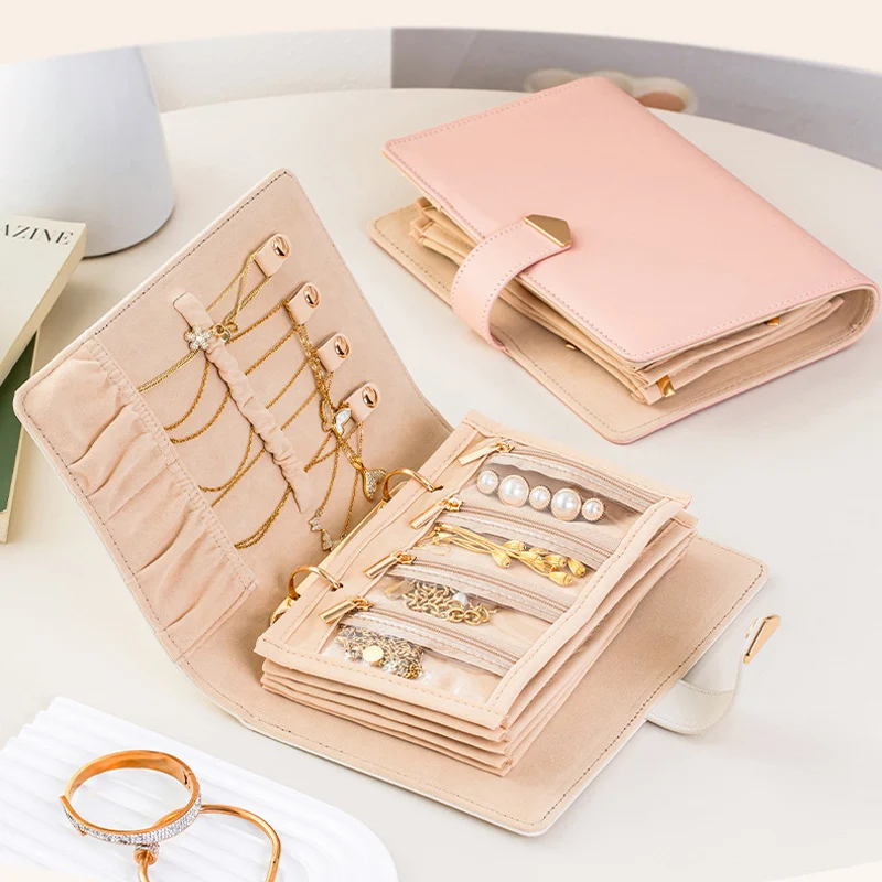 Jewelry Storage Book Grid Bag - Travel Organizer for Stud Earrings, Necklace & Hand Jewelry