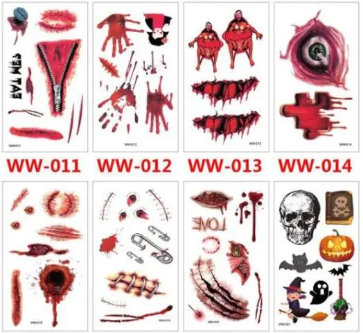 Halloween Zombie Scars Tattoos Fake Scab Bloody Makeup party festive Halloween suppliesHorror Wound Scary Blood Injury Sticker