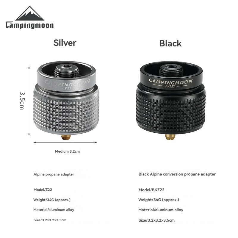 CAMPINGMOONBKZ22 Aluminum Alloy Outdoor Camping Self closing Converter Propane Gas Tank to High Mountain Stove Adapter