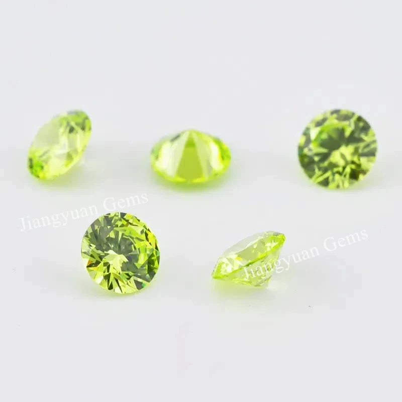 Größe 1mm~10mm Apfelgrüne Lose Zirkonia-Steine 5A Rundschliff CZ Synthetische Edelsteine für Schmuck – Detail 5