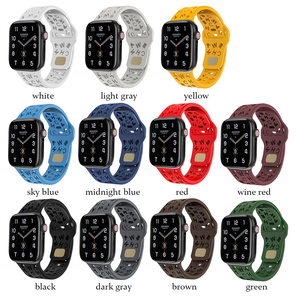 Silicone Breathable Strap For Apple Watch band 44mm 49mm 45mm 41mm 40mm 38mm 42 mm Sport Bracelet iwatch series Ultra 8 SE 7 6 5