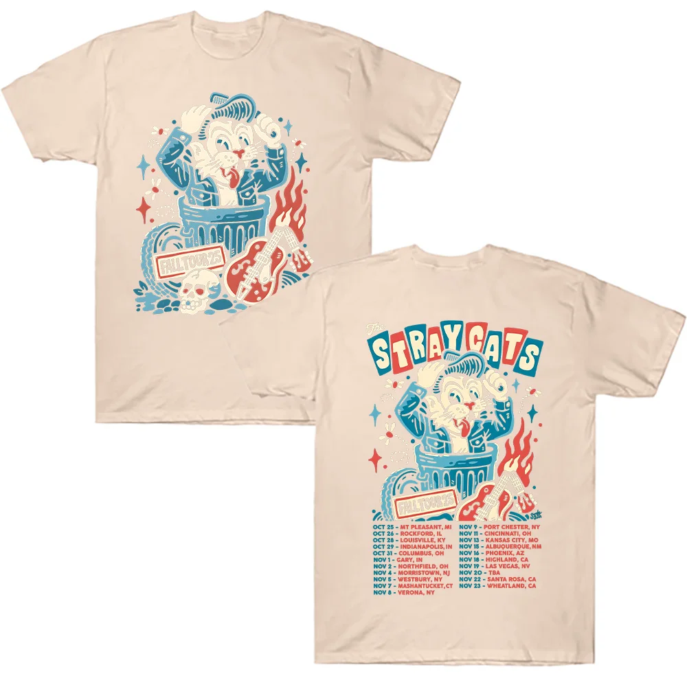 The Stray Cats Fall Tour 2025, T-Shirt, Rockband Stray Cats, Grafik-T-Shirts für Damen und Herren, hochwertige Baumwollkleidung, Streetwear-Top – Detail 7