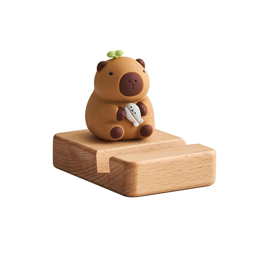 Figure Model Capybara Phone Holder Support Desk Decor Capybara Mobile Phone Stand Animal PVC Doll Capybara Cell Phone Bracket