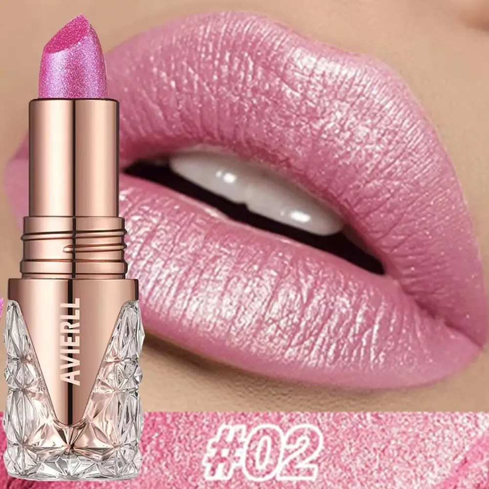 1 pçs 10 cores glitter batom de longa duração areia movediça lábios dourados maquiagem à prova dwaterproof água hidratante sedoso perolado matiz labial