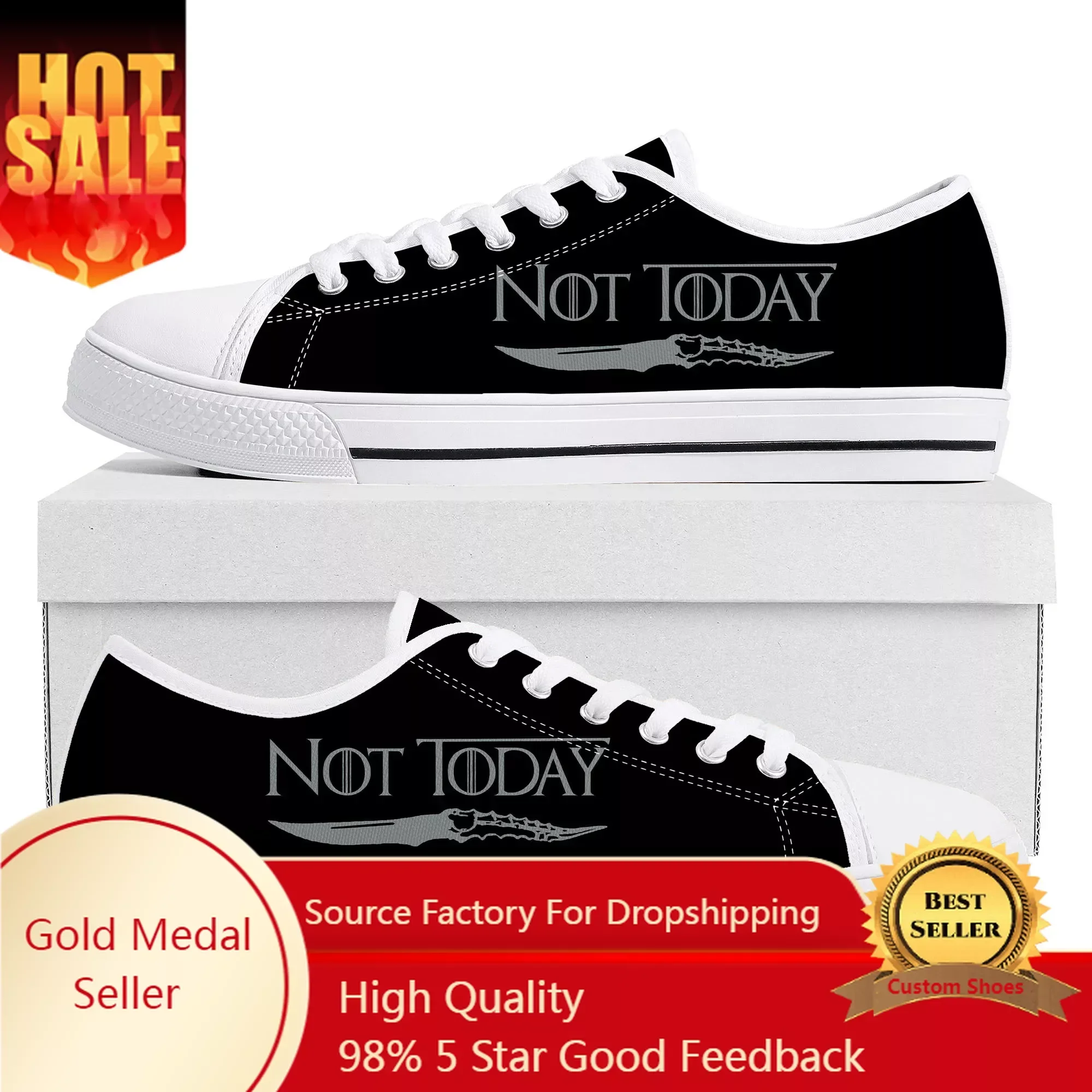 

Not Today Arya Stark Low Top Sneakers Mens Womens Teenager Canvas High Quality Sneaker Casual Custom Made Shoes Customize Shoe