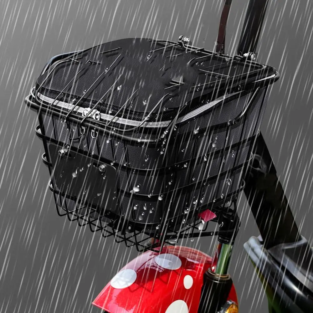 黒自転車バスケットライナー漫画パターン日焼け防止自転車フロントバスケットバッグ防水自転車バスケット収納袋電動自転車