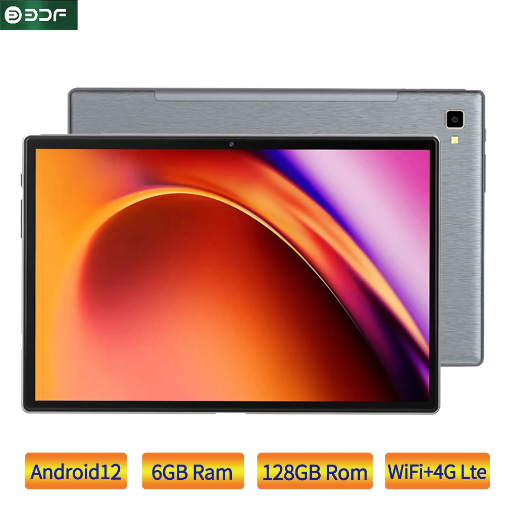 Tablet BDF 10.1 Cal 800*1280 IPS ekran okta 8 rdzeniowy 6GB RAM 128GB ROM tablety 2.4G/5G Wifi Android 12 karty Sim Tablet PC