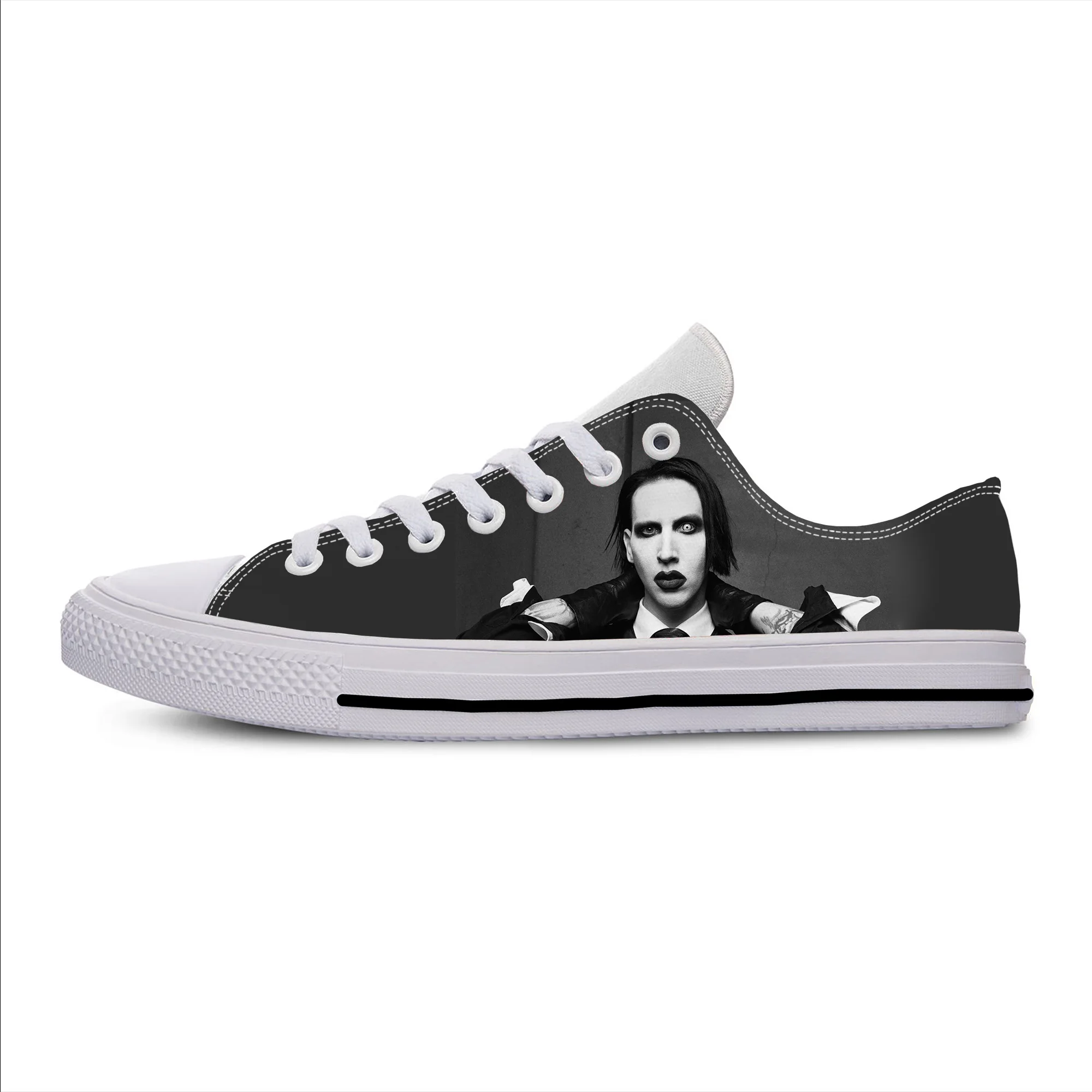 Hot Rock Band Music Singer Marilyn Manson Cool Casual Shoes Low Top Lightweight Breathable Men Women Sneakers Latest Board Shoes