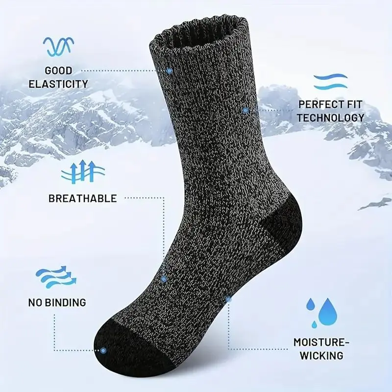 5 Pairs Merino Wool Socks For Men Super Thick Hiking Socks Thermal Comfortable Soft Socks For Cold Weather