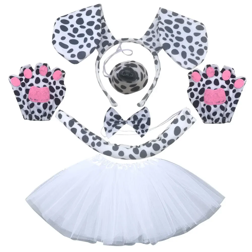 Dog Leopard Tutu Skirt for Baby Girls Toddler Zoo Animal Cosplay Outfits Halloween Costume for Kids Birthday Jungle Party Gift