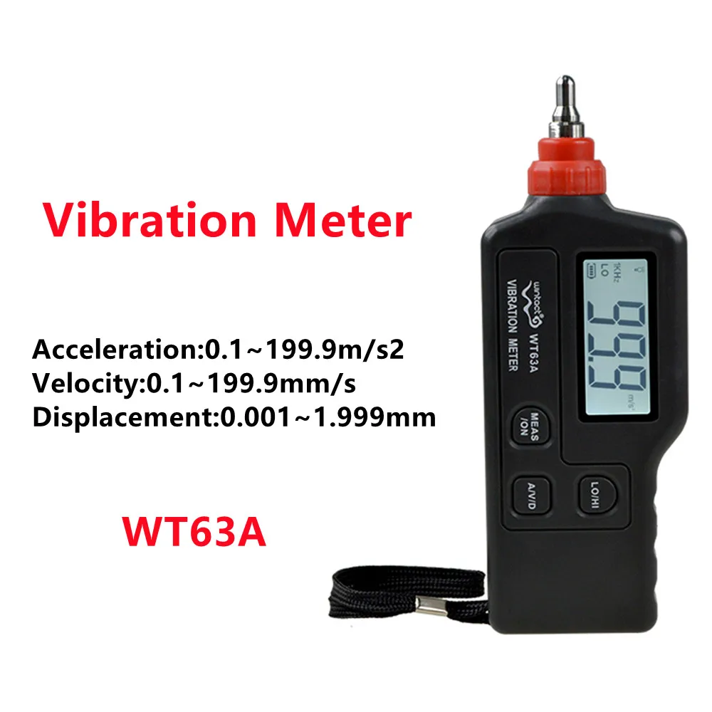 5PC Handheld Vibration Meter WT63A High Sensitivity Digital Vibration Measuring Vibration Analyzer Vibrator Tester LCD Backlight