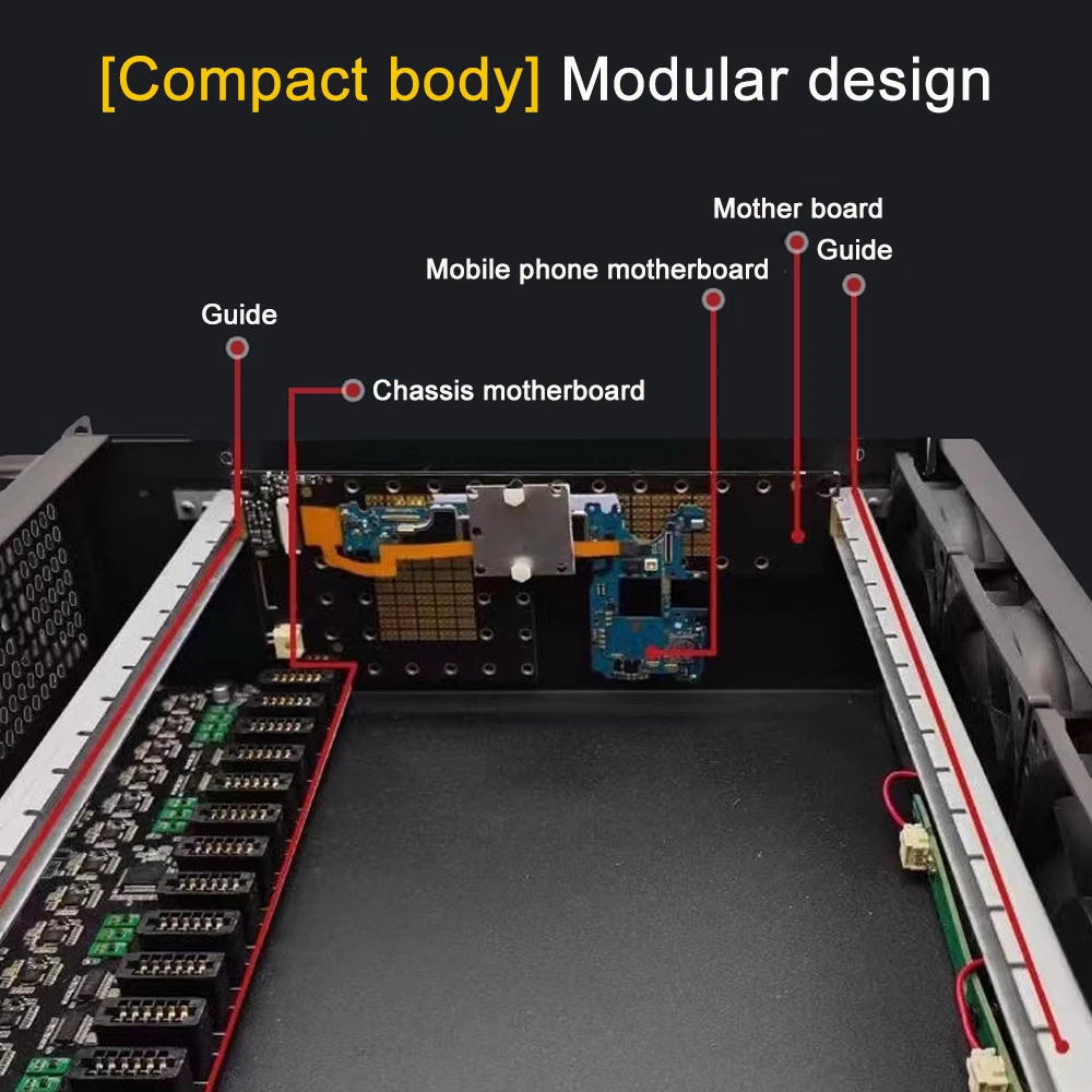 Mobile Phone Group Control System Projection Integrated Equipment Studio Aluminum Alloy Motherboard Chassis for Android Boards