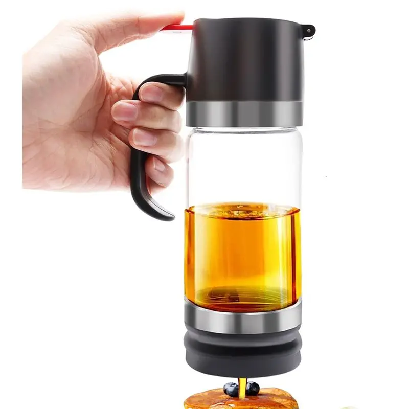 Dispensador de miel de vidrio A21I-12 OZ, tarro de miel con asa, dispensador de miel sin goteo, dispensador de jarabe para café o té