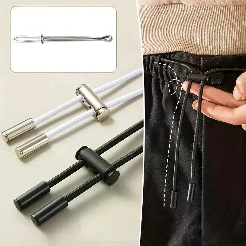 2M Strong Elastic Band for Sweatpants Waist Drawstring Strap with Threading Device Cord Lock Stopper DIY Sewing Accessories