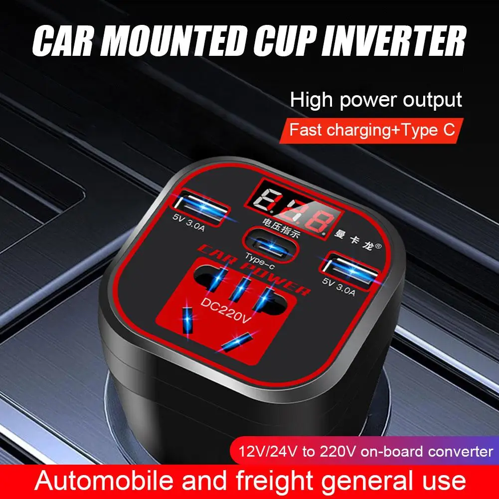 Car Power Inverter 12V/24V DC1 10V-220V Converter USB 3.0 Charging Port Smart Led Display Socket Charger Car Accessories