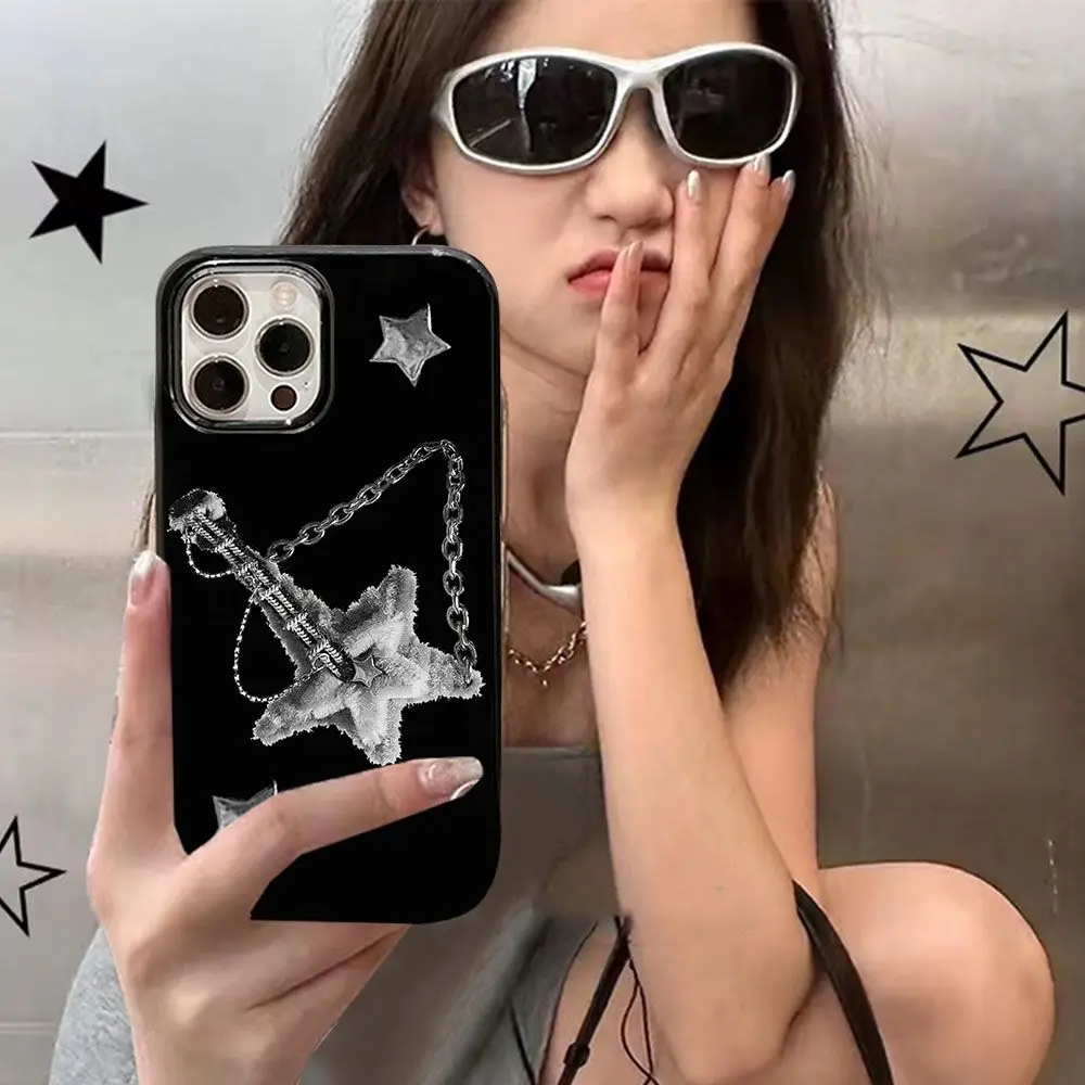 Punk Cool Chain Star Phone Case for IPhone 14 11 12 13 Pro Max Funny Cute Korean Phone Case for IPhone XR XS MAX