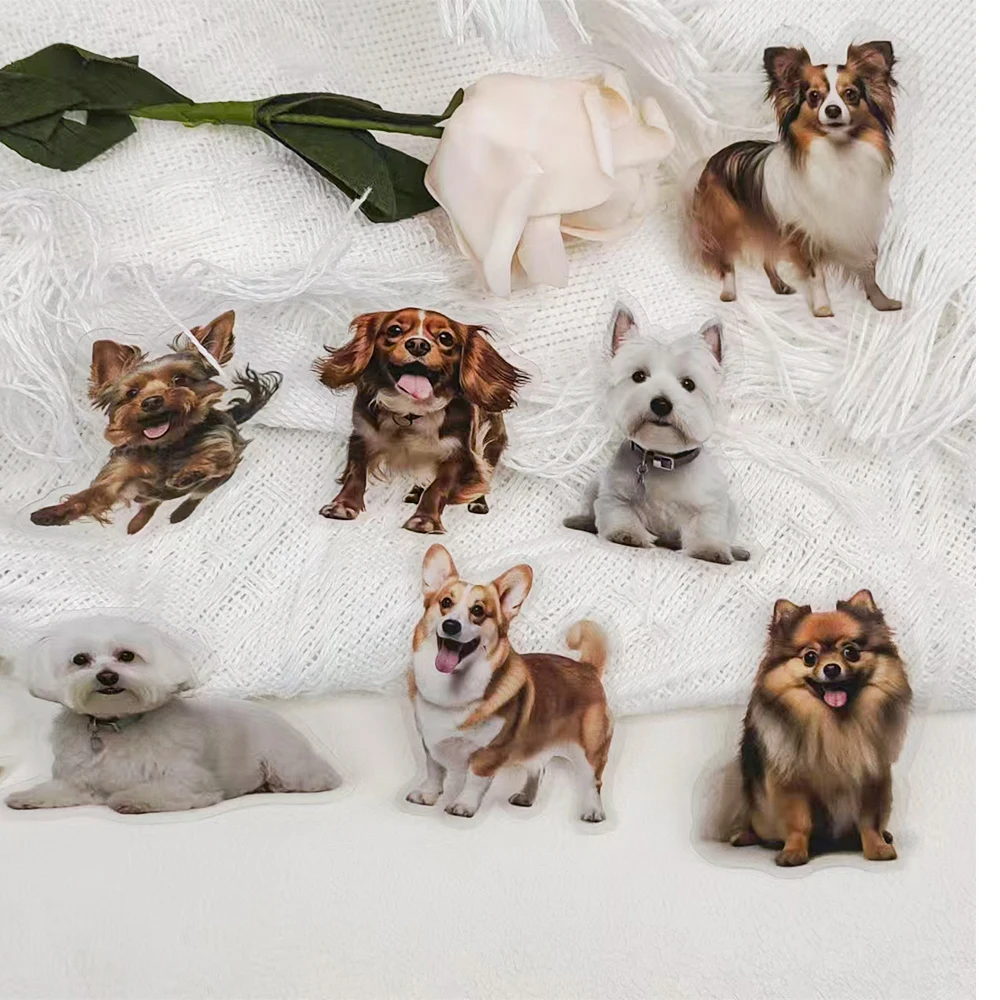 50PCS Dog Breeds Stickers Cute Cartoon Animals Decals For Refrigerator Luggage Notebooks Window Laptop PET Transparent Stickers